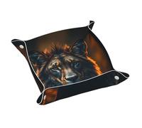 WZYWHJ Vassoio portaoggetti in pelle, resistente ai graffi e impermeabile, per chiavi, orologi, gioielli e altro ancora, immagine del re della foresta