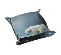 WZYWHJ Vassoio portaoggetti in pelle, resistente ai graffi e impermeabile, per chiavi, orologi, gioielli e altro ancora. S Povero orso polare che guarda il ghiaccio