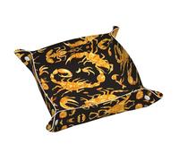 WZYWHJ Vassoio portaoggetti in pelle, resistente ai graffi, impermeabile, per chiavi, orologi, gioielli e altro ancora, motivo scorpione dorato