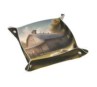 WZYWHJ Vassoio portaoggetti in pelle, resistente ai graffi, impermeabile, per chiavi, orologi, gioielli e altro ancora, con un sacco di simpatiche pecore