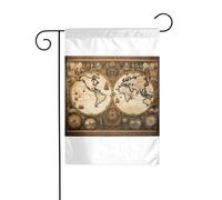 Wzywhj Vintage Old World Map Picture Summer Garden Flag Double Face Decorazione Cortile 30,5 x 45,7 cm