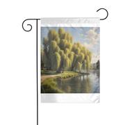 Wzywhj Willow Trees By The Lake Picture Summer Garden Flag Double Face Decorazione Cortile 30,5 x 45,7 cm