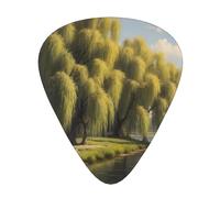 Wzywhj Willow Trees By The Lake Plettri per chitarra stampati, 12 pezzi, facili da impugnare, tengono in mano, ukulele, chitarra elettrica o acustica