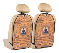 WZYWHJ Yoga Meditazione Stampa Sedile Auto Anti Calcio Pad 2 Pezzi, Multi-funzionale Storage Bag Seat Protector Dopo l'installazione