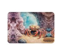 WZYWHJ Zerbino antiscivolo, 40,6 x 61 cm, facile da pulire, adatto per porta d'ingresso, soggiorno, bagno, piccolo granchio sotto le rocce stampato
