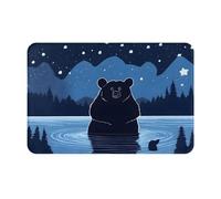 WZYWHJ Zerbino antiscivolo, 40,6 x 61 cm, facile da pulire, adatto per porta d'ingresso, soggiorno, bagno, immagine di orso che fa il bagno sotto le stelle