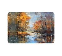 WZYWHJ Zerbino antiscivolo, 40,6 x 61 cm, facile da pulire, adatto per porta d'ingresso, soggiorno, bagno, motivo fiume bosco