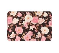 WZYWHJ Zerbino antiscivolo, 40,6 x 61 cm, facile da pulire, adatto per porta d'ingresso, soggiorno, bagno, stampa di rose scure