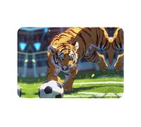 WZYWHJ Zerbino antiscivolo, 40,6 x 61 cm, facile da pulire, adatto per porta d'ingresso, soggiorno, bagno, cucciolo di tigre che gioca a calcio