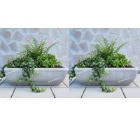 X 2 Fioriera Vaso Vaschetta Vasca Rettangolare Cemento Esterno Giardino 54x23 cm
