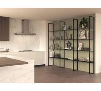 X.ABITAre Libreria a parete Look art. DL2022 con struttura in alluminio da 220 cm - Composizione 8