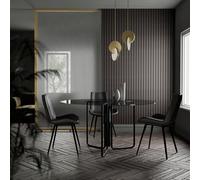 X.ABITAre Tavolo fisso Macario art. S75 con struttura in metallo e piano in cristallo da Ø130 cm