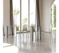 X.ABITAre Tavolo fisso Romolo art. S64 con gambe a scelta e piano in cristallo da 160x90 cm