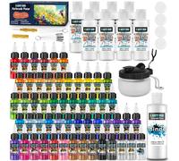 X ARTY HUB Bundle Studio Professionale per Aerografo - Set di 54 Colori inclusi Classici, Iridescenti, Neon, Metallici, con Diluente e Accessori per Pulizia