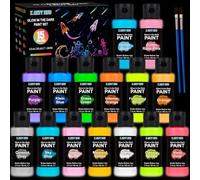X ARTY HUB Colore notturno Glow in the Dark Acrilico, 15 colori vivaci (60 ml/bottiglia) con 2 pennelli, colore fluorescente durevole per interni ed esterni