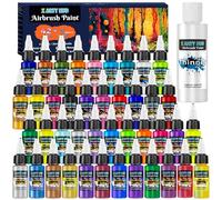 X ARTY HUB Colori Acrilici - 42 Colori con 120 ml Diluenti, Pittura Aerografo a Base d'Acqua, Iridescenti, Neon e Metallici Pronti all'Uso, Set di Pittura per Modellismo