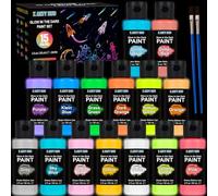 X ARTY HUB Vernice Fosforescente, 15 x 60 ml Colori Acrilici con 2 Pennelli
