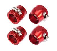 X AUTOHAUX 4pcs AN12 Hex Red Car Hose Finisher Flessibile Gomma Tubo Morsetto con Vite Adattatore Banda Raccordo per Olio Carburante Acqua Tubo