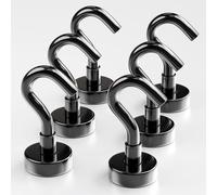 X-bet MAGNET Ganci magnetici neri, 6 pezzi (12,2 kg), dimensioni: diametro 16 mm, forza di trazione circa 10,9 kg