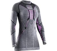 X-Bionic Apani 4.0 Merino Maglia Compressione Base Layer Maglia Manica Lunga Funzionale Lana Merino Termica Donna, Nero/Grigio/Magnolia, L