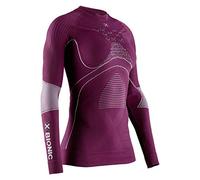 X-Bionic Energy Accumulator 4.0 Round Neck Long Sleeves, Strato Base Camicia Funzionale Donna, Plum/Pearl Grey, XL