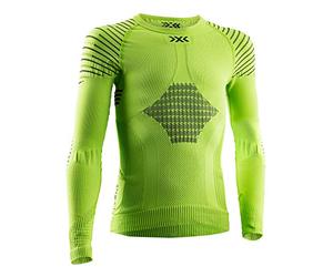 X-Bionic Invent 4.0 Round Neck Long Sleeves, Strato Base Camicia Funzionale Unisex bambini, Green Lime/Black, 6/7