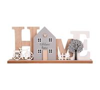 X-BLTU Lettere di Legno Decorative, Scritte in Legno Stile Rustico con Casa, Albero, Recinzione e Bicicletta, Accessori Casa Arredamento per Soggiorno, Corridoio e Camera da Letto