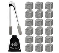 X-BLTU Set di 18 pietre da whisky in granito riutilizzabili, con sacchetto di stoffa e clip per ghiaccio, per vino, bevande, regali per uomini, mariti, Natale, compleanno, festa del papà