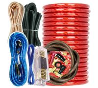 X-Brand SX-BCC4AR-RED Kit completo di cablaggio per amplificatore da 3500 Watt, 4 gauge, con cavo di messa a terra GA da 90 m, 4 gauge, portafusibili AGU in linea e fusibile 80A inclusi