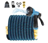X-COTEC Tubo Acqua Giardino, Tubo Estensibile da Giardino 30m/100ft, Canna Acqua con 10 Modalità Spruzzo, Tubo Irrigazione con Raccordi in Ottone da 1/2" e 3/4, per Irrigazione Lavaggio