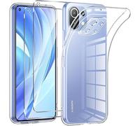 X-Dision Custodia Compatibile con Xiaomi Mi 11 Lite 4G/5G con 2 Pezzi di Vetro Temperato,TPU Trasparente Antiurto,[9H Durezza, Protezione con Cuscinetto D'aria] per Xiaomi Mi 11 Lite 4G/5G
