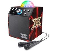 X Factor Disco Cube Altoparlante Karaoke Bluetooth TY6085A - Altoparlante portatile da 15 W con 2 microfoni, luci a sfera da discoteca LED, effetto eco vocale, batteria ricaricabile, macchina karaoke