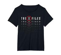 X-Files Logo Ripetuto Maglietta, Donna Plus-Size, Nero, 4X