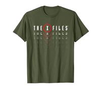 X-Files Logo Ripetuto Maglietta, Uomo, Oliva, 3XL
