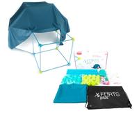 X-FORTS - Kit di Costruzione di Forti per Bambini, Set di fortezze, Castelli, Tunnel, Pezzi Leggeri e Resistenti, con Tessuto (Set da 85 Pezzi)