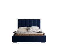 X-Group4th SEELLOO Moderno letto imbottito Palermo Premium Velluto lucido per due persone, superficie di appoggio: 140 x 200 cm, dimensioni del letto 219 x 159 x 102 cm, blu