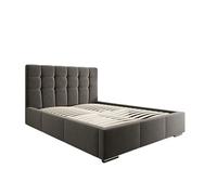 X-Group4th SEELLOO Moderno letto imbottito Palermo Premium Velluto lucido per due persone, superficie di appoggio: 140 x 200 cm, dimensioni del letto 219 x 159 x 102 cm, frassino