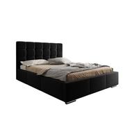 X-Group4th SEELLOO Moderno letto imbottito Palermo Premium Velluto lucido per una persona, superficie di appoggio: 120 x 200 cm, dimensioni del letto 219 x 139 x 102 cm, nero