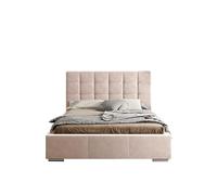X-Group4th SEELLOO Moderno letto imbottito Palermo Premium Velluto lucido per una persona, superficie di appoggio: 120 x 200 cm, dimensioni del letto 219 x 139 x 102 cm, beige