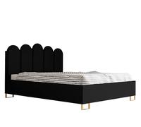 X-Group4th XG4 Malaga - Letto imbottito per camera da letto, testiera imbottita, tessuto di alta qualità, con molla a gas, altezza letto 39 cm, 140 x 200 cm, colore nero