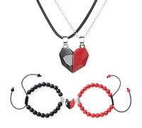 X-Institute 4Pcs/Set Mutual Attraction Relationship Matching Couples Necklace for Couple Valentines' Day Gifts Love Matching Bracelets for Couples
