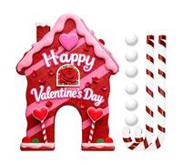 X-Institute Gingerbreads Golf Game Set for Valentine Day with 6 Soft Balls Candy Cane Putter And Wooden Targets Holiday Fun Activity Valentine Theme Golf Set
