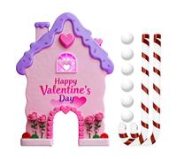 X-Institute Gingerbreads Golf Game Set for Valentine Day with 6 Soft Balls Candy Cane Putter And Wooden Targets Holiday Fun Activity Valentine Theme Golf Set