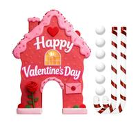 X-Institute Gingerbreads Golf Game Set for Valentine Day with 6 Soft Balls Candy Cane Putter And Wooden Targets Holiday Fun Activity Valentine Theme Golf Set