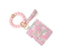 X-Institute Wallet Keychain Wristlet Small Credit Card Holder Women Keychain Purses Thin Wallet Bangle Tassels Keychains Key Rings Keyring Purses