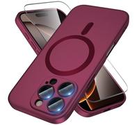 X-level Cover Magnetica per iPhone 16 Pro Max con Vetro Temperato and Protezione Fotocamera,Compatibile con MagSafe, Slim Sottile e Anti-Graffio Silicone Custodia per iPhone 16 Pro Max- Vino Rosso