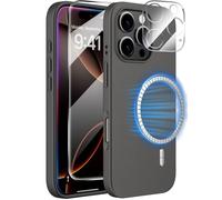 X-level Magnetica Cover Per iPhone 16 Pro Max Silicone，Compatibile con MagSafe，Custodia con Vetro Temperato e Pellicola Fotocamera， Sottile Protezione Antiurto Per iPhone 16 ProMax Case，Grigio