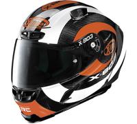 X-Lite X-803 RS Ultra Carbon Hattrick Casco, nero-bianco-arancione, taglia S per maschi