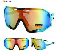 X-LOOP Eyewear Occhiali Da Sole Shield Biker Da Ciclismo Oversize Aqua,Neri