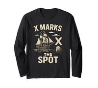X Marks the Spot - Pirate Gym Workout Treasure Fitness Caccia Maglia a Manica